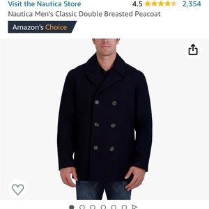 Nautica Navy Double Breasted Men’s Wool Peacoat